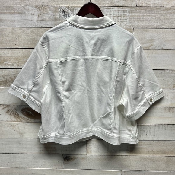 Talbots Denim Jean Jacket Womens 3X White Short Sleeve Button Down New NWT - Picture 7 of 13